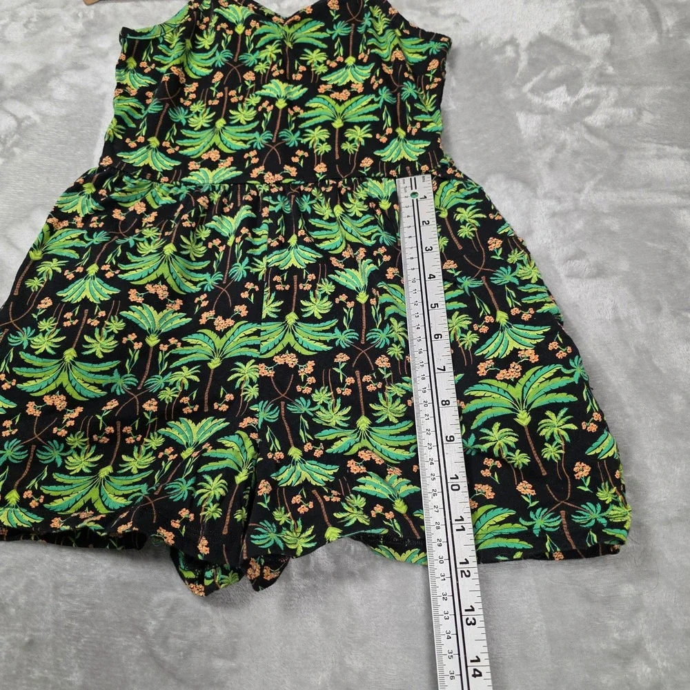 Old Navy Romper Girls‎ Large 10-12 Black Tropical Palm Tree Print Cotton